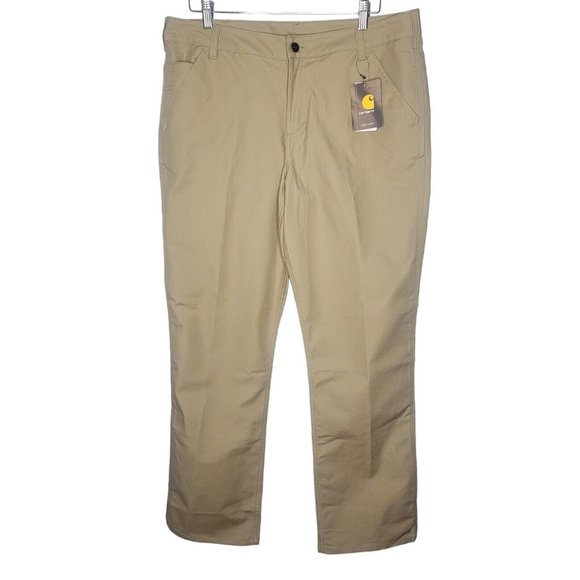 Carhartt NEW Original Size 14 Khaki Tan Rugged Professional Women's‎ Pants - Picture 1 of 9